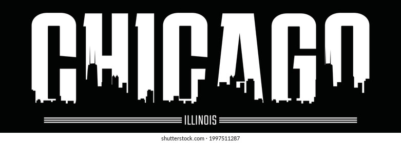 Chicago Skyline Modern typography design in vector illustration.Clothing,t-shirt,apparel and other uses.