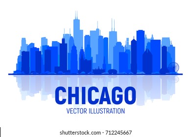 Chicago skyline on a background. Flat vector illustration. Business travel and tourism concept with modern buildings. Image for banner or web site.