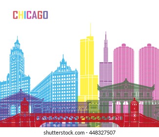 Chicago skyline pop in editable vector file