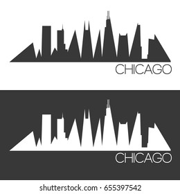 Chicago Skyline Silhouette Abstract Design City Vector Art