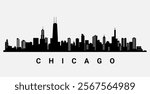 Chicago skyline silhouette background. Minimalist design Chicago skyline black buildings city urban landmark cityscape