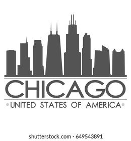 Chicago Skyline Silhouette. Design City Vector Art. Landmark Banner Illustration.