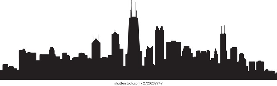 Silueta del skyline de Chicago. silueta negra del Vector del diseño
