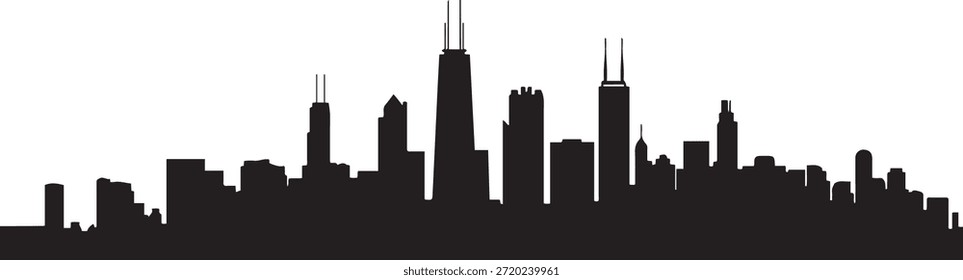 Silhueta de horizonte de Chicago. design Vetor silhueta preta
