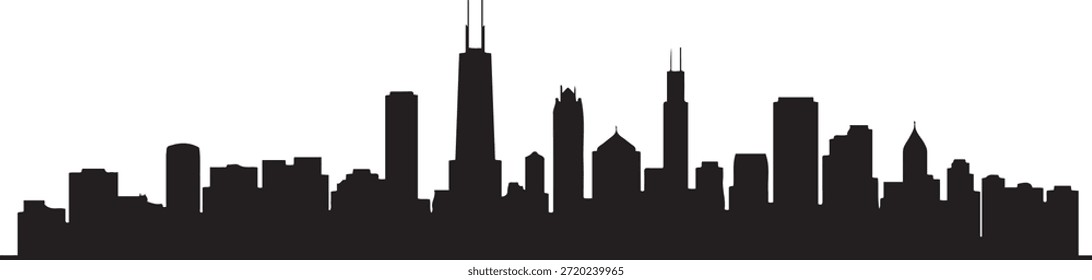 Silueta del skyline de Chicago. silueta negra del Vector del diseño
