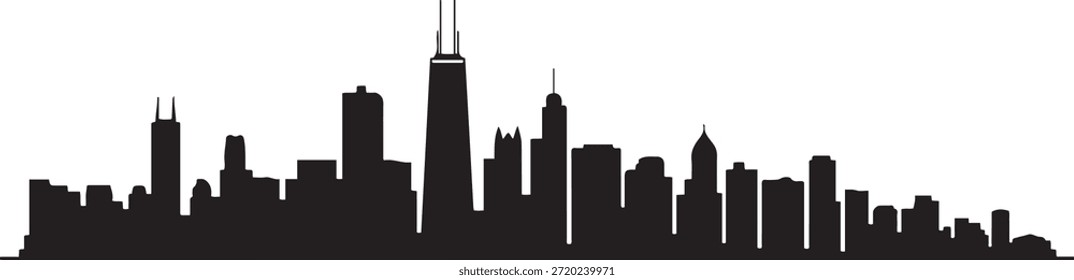 Silueta del skyline de Chicago. silueta negra del Vector del diseño
