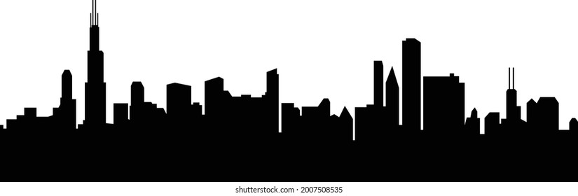 Chicago Skyline Silhouette Illustration in high resolution