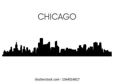 Chicago skyline silhouette. Vector illustration. Black and white