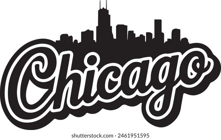 Chicago Skyline Silhouette Vector Illustration