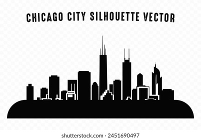 Chicago Skyline Silhouette Vector isolated on a white background