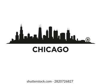 Chicago Skyline Silhouette – Willis Tower, Hancock Center, Navy Pier