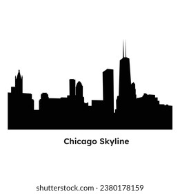 Chicago Skyline Vector silhouette black and white 