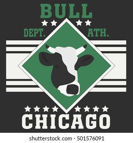 Chicago sport typography t-shirt champion college team bull icon - vector