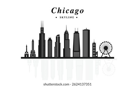Chicago state skyline vector art. 