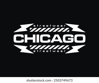 Chicago streetwear t shirt design, urban streetwear design for t shirt poster and more suitable for screen printing