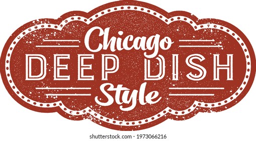 Chicago Style Deep Dish Pizza Menu Stamp