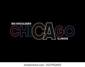 Camiseta con estilo de Chicago y diseño abstracto de la ropa. Vector impreso, tipografía, cartel.
