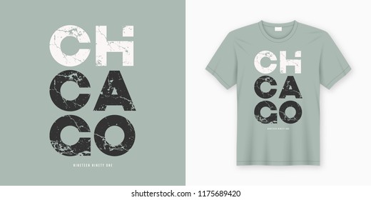 Chicago stylish t-shirt and apparel design. Vector print, typography, poster. Global swatches.