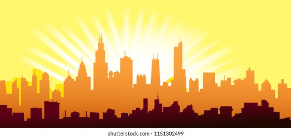 Chicago Sunrise
It's a vector city illustration.