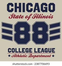 Chicago text effect vector. Editable college t-shirt design printable text effect vector