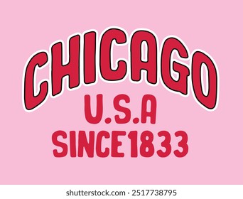 chicago texto slogan varsity tipografia usa design. design gráfico para t-shirt