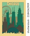 Chicago travel poster Vintage style