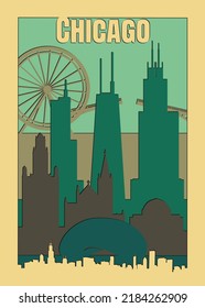 Chicago travel poster Vintage style