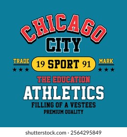 chicago typography, athletic clothing design graphic print, NYC Vintage Print for t-shirt, banner, poster