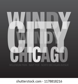 Chicago typography design with American flag at the background, Vector T-Shirt graphics,