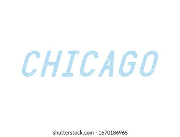 Chicago typography design elements. Blue and white grunge texture background.