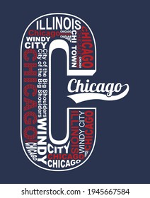 Chicago Typography design in vector illustration.Clothing,tee shirt,apparel and other uses