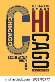 Chicago Typography design in vector illustration.Clothing,tee shirt,apparel and other uses