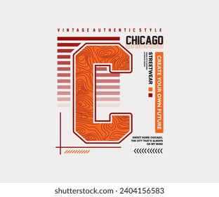 chicago typography graphic design in vector illustration. abstract design and vintage style. Vector for print t shirt, typography, streetwear, hoodie posters, etc