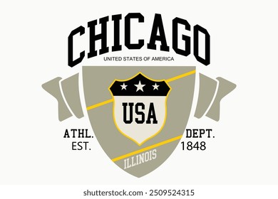 chicago typography, USA typography slogan, athletic apparel design graphic print, NYC Vintage Print for sportswear apparel, Sport wear typography emblem.eps8