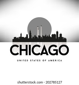 Chicago United States of America skyline, vector illustration.