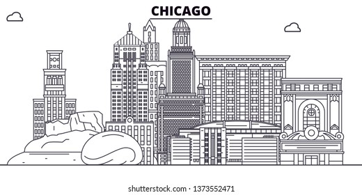 Chicago , United States, outline travel skyline vector illustration. 