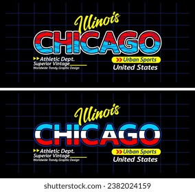 Chicago urban line lettering sports style vintage college, typography, for t-shirt, posters, labels, etc.