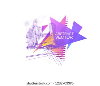 Chicago. USA. Abstract graphic triangle shape. Template banners, postcards, posters. Colorful geometric polygonal figure isolated. Trendy modern design backgrounds. 