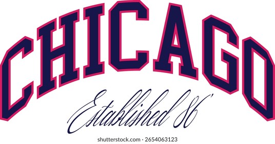 Chicago usa cute college front typography slogan design sports Varsity College USA Trending Graphic Tee t-shirt logo slogan artwork typography tote badge emblem crest Fashion 