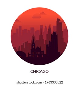 Chicago, USA famous city scape view background.