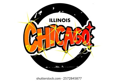 Chicago USA graffiti for t-shirt. Varsity print t-shirt, sport apparel print. Graffiti graphics. Vector illustration.