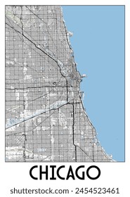 Chicago, USA map poster art