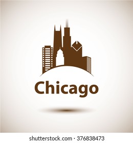 Chicago Usa Skyline Silhouette Black White Stock Vector (Royalty Free ...