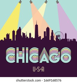 Chicago USA skyline silhouette flat design vector design illustration
