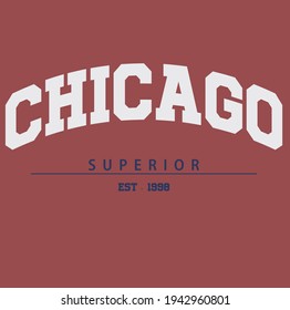 Chicago varsity slogan print. College slogan print. Vector t-shirt graphic.