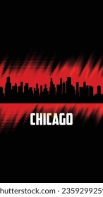 Chicago Vektorstädte Silhouette, roter und schwarzer diagonaler Hintergrund