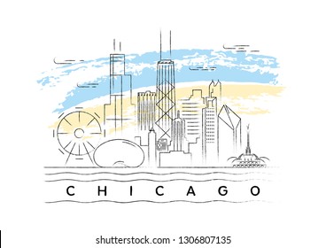 Chicago vector illustration and typography design