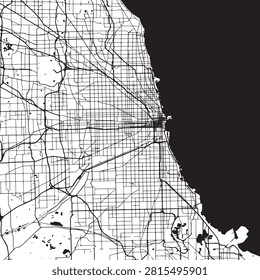 Chicago Vector Map - Detailed City Street Plan, Road Network and Lakefront Grid
