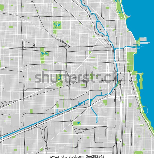 Chicago Vector Map Ultra Detailed Stock Vector (Royalty Free) 366282542