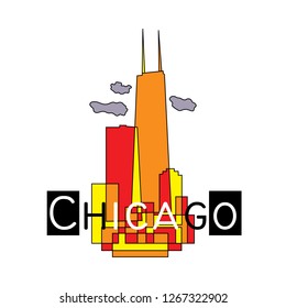 Chicago. Vintage design. Modernism. Vector illustration. T-shirt design,apparel,fashion,print. Retro old school tee graphics. Good for wall decor or art poster.